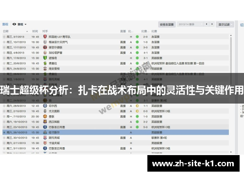 瑞士超级杯分析：扎卡在战术布局中的灵活性与关键作用