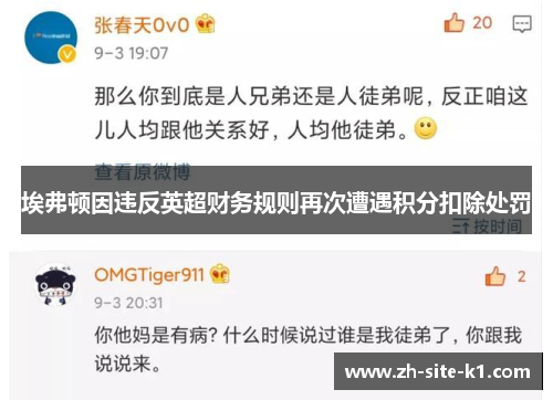 埃弗顿因违反英超财务规则再次遭遇积分扣除处罚